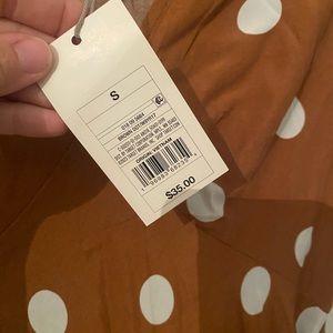 Women’s Crepe Puff Short Sleeve Midi Dress a new day Brown Polka Dots